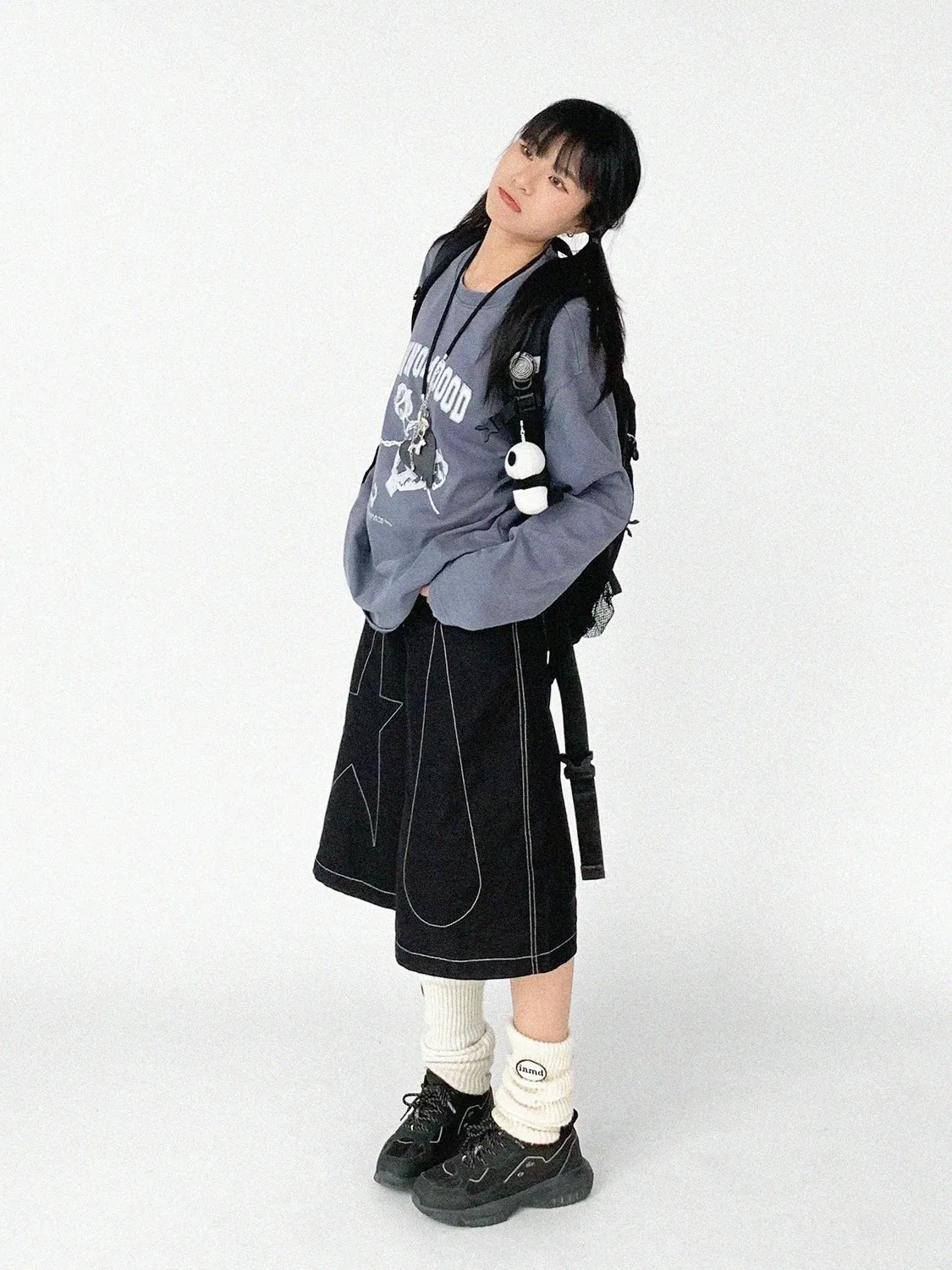 Y2K Embroidered Seven Point Pants American Retro Contrast Color Line Wide Leg A Line Couple Shorts for Men Women Summer
