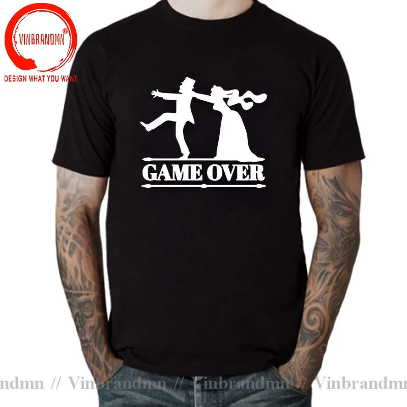 Game Over Tees Men Bride Tops Groom Bachelor Clothing Funny Bachelorette Party T Shirt Marriage Gray Tshirt Husband Wife T-shirt