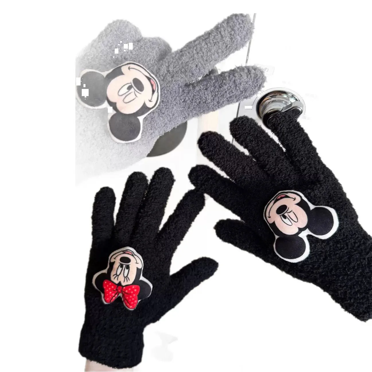 การ์ตูนดิสนีย์มินนี่ในฤดูใบไม้ร่วงและฤดูหนาวถุงมืออุ่นหนารวมทุกอย่างพร้อมกํามะหยี่กันลมและป้องกันการแข็งตัว