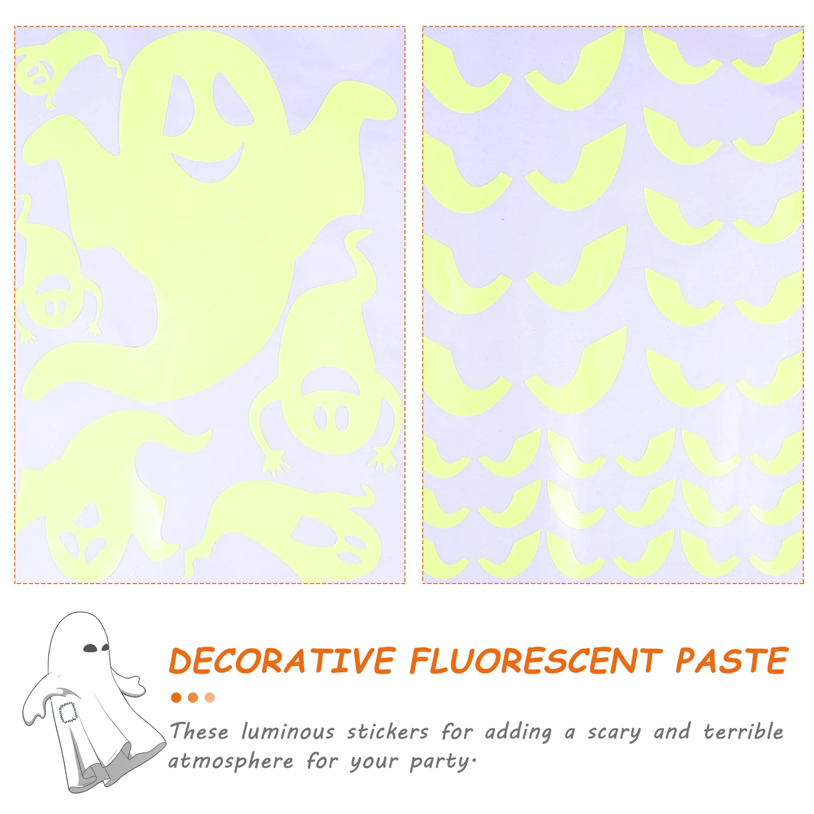 

2 Sheets Halloween Luminous Stickers Creepy Glow in Dark Wall Window Clings Party Haunted Supplies Window Stickers