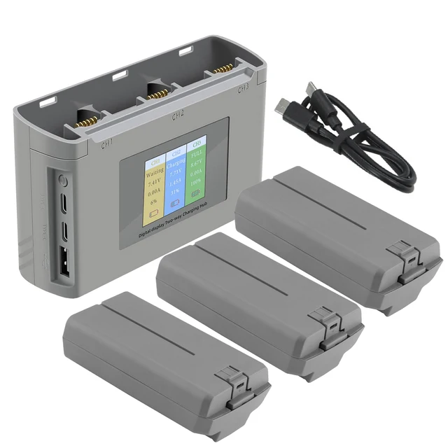 Dji Mini Mini 4K/2/2E Battery 2Pack With Charging Station, 2400mAh 32Mins Max Flight Time Intelligent Batteries For 2 SE, Mini 2, Mini 4K Drone, LCD