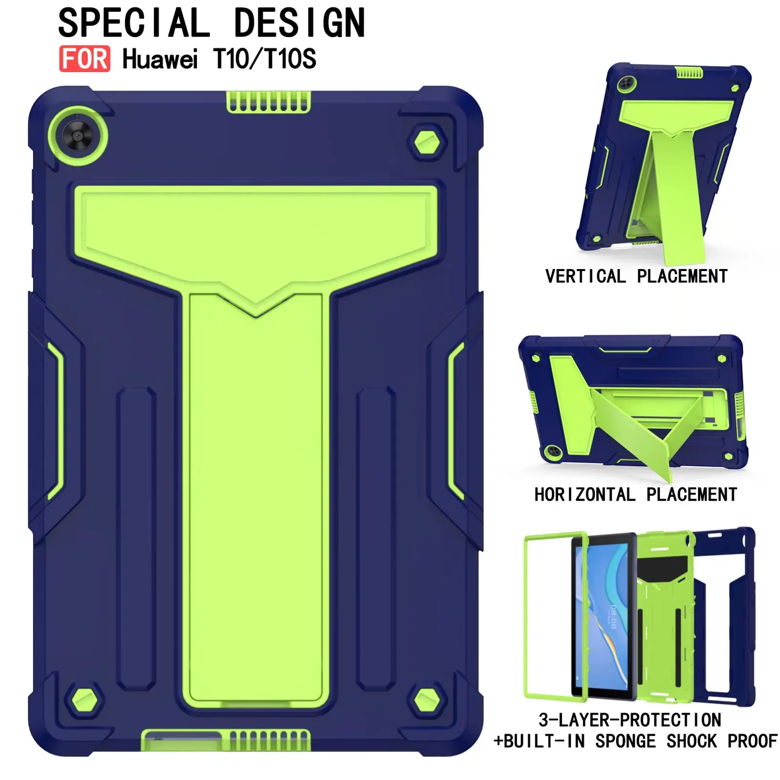 Armor Case For Huawei MediaPad T5 10.1 T10 9.7 T10S 10.1 MatePad T8 8.0 2020 Heavy Duty Hard Stand Shockproof Cover