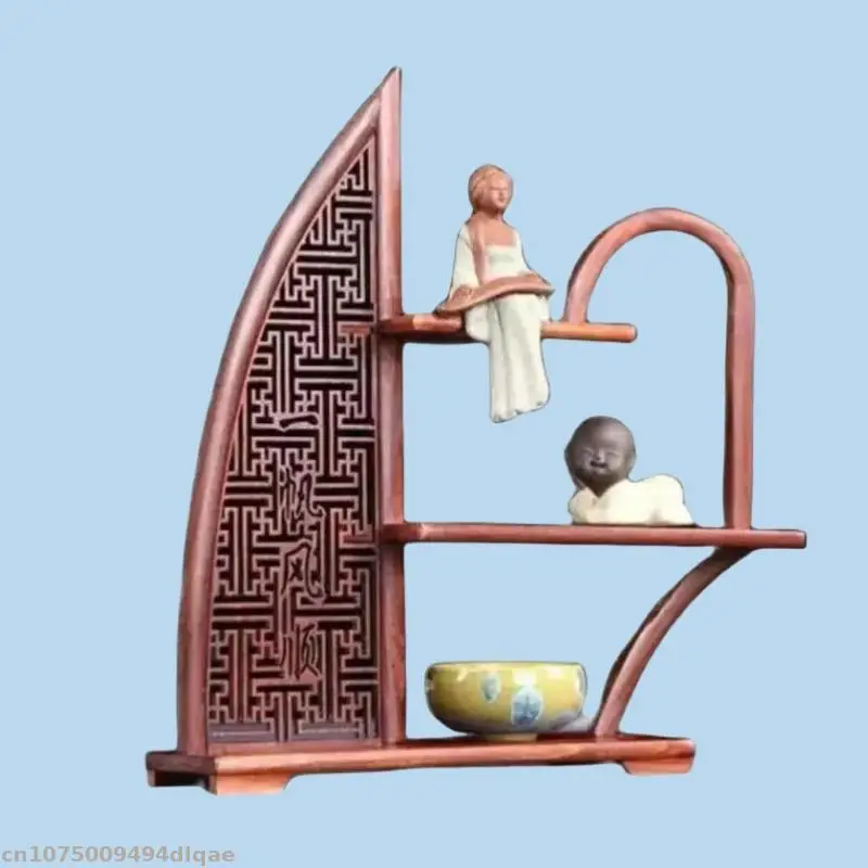 Solid Wood Carving Display Rack Mini Sculpture Handicraft Base Flower Pot Bonsai Display Rack Incense Burner Vase Display Rack