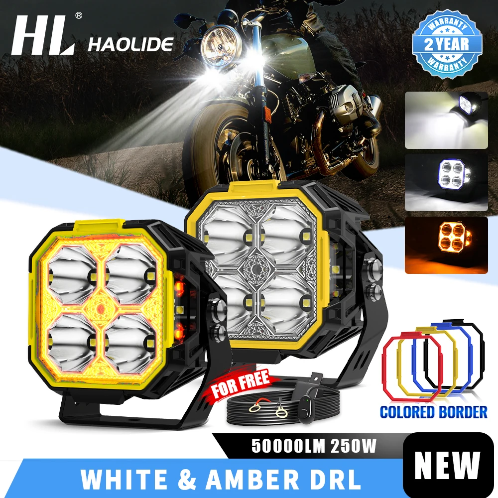 

HAOLIDE 3inch LED Cube Lights White Amber DRL Pods Side Shooter LED Driving Lights Spot Flood Combo Beams for Offroad 4x4 12V24