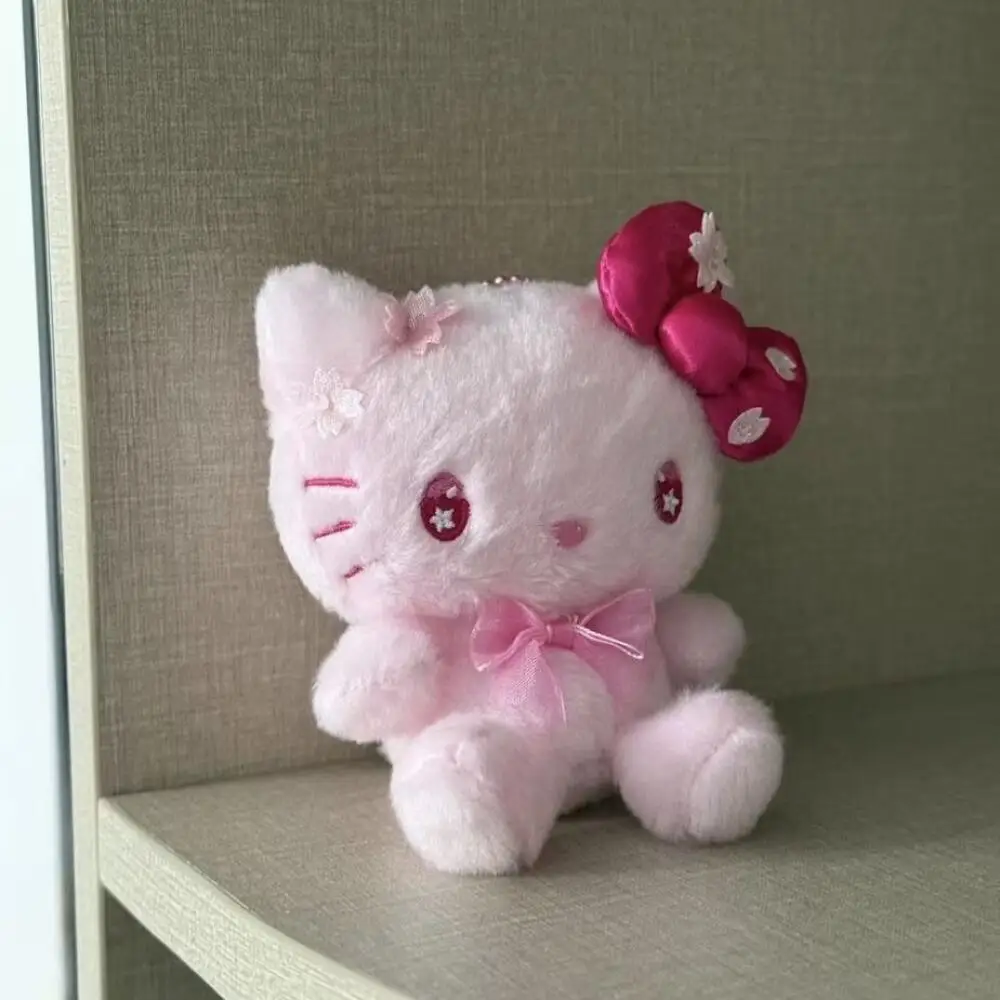 Sanrio Pink Cherry Blossoms Hello Kitty Soft Plush Doll Backpack Hanging Ornaments Keychain Decoration Girl Valentine's Day Gift