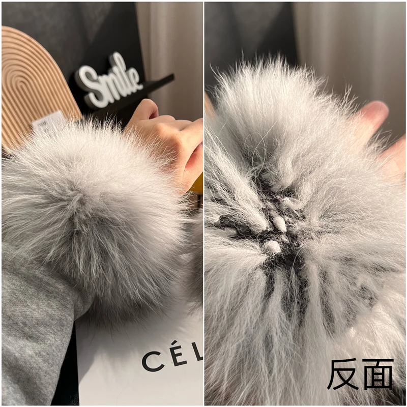 New Arrival Female Natural fox Fur Cuffs Knitted Warm Real Fox Fur Mittens Women Winter Outdoor fox Fur Cuffs