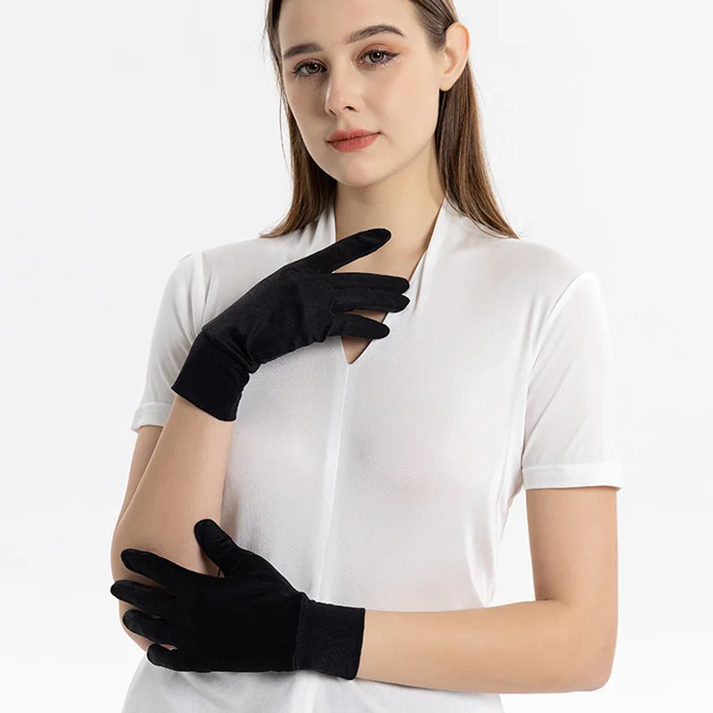Winsleter-6A 100%Real Silk Sunscreen Gloves, Women Driving Breathable, Touchable Screen Five Finger Gloves, 2025 Summer A57165CC