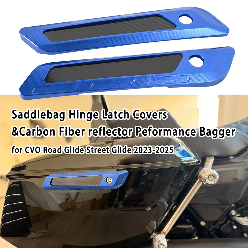 Motorcycle CNC Aluminum T6061 Saddlebag Hinge Latch Covers&Carbon Fiber Reflector Peformance Bagger for CVO RG SG 2023-2025