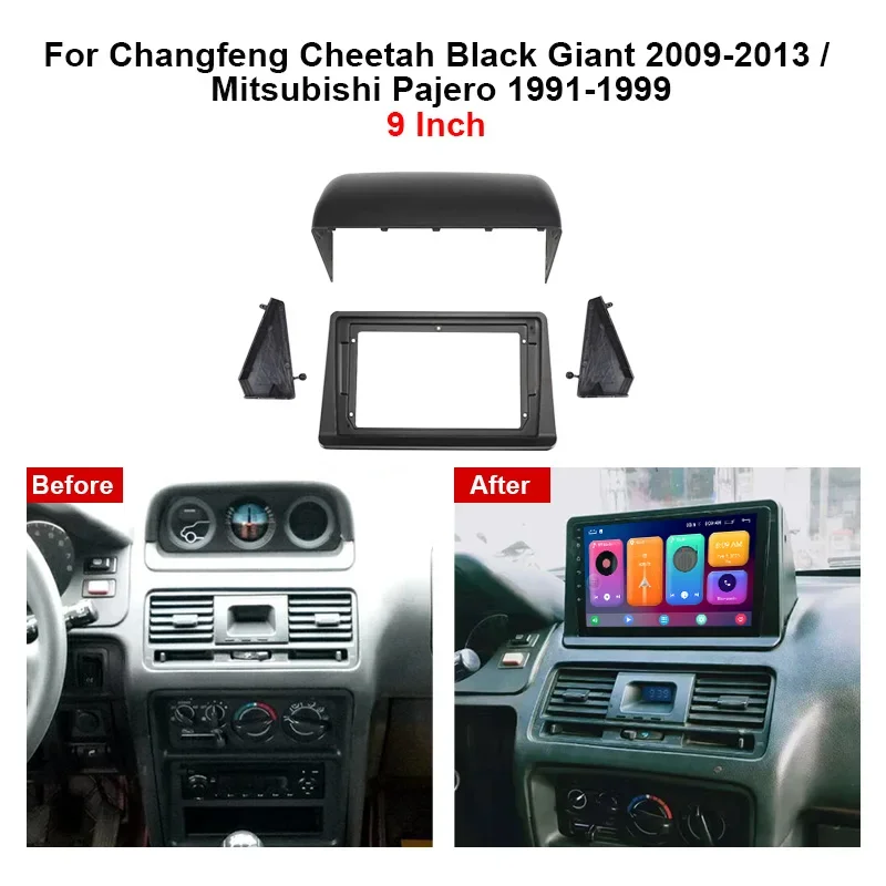 MAMSM 9inch For CHANGFENG CHEETAH BLACK GIANT MITSUBISHI PAJERO Auto Android Multimedia Car Radio Fascia Stereo Frame Cable Kit