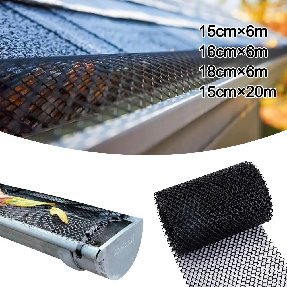 Mesh Gutter Protector Shelter DIY with 10 Clip Fixed Hooks Gutter Guard Mesh Plastic Anti Clogging Rain Gutter Leaf Guard