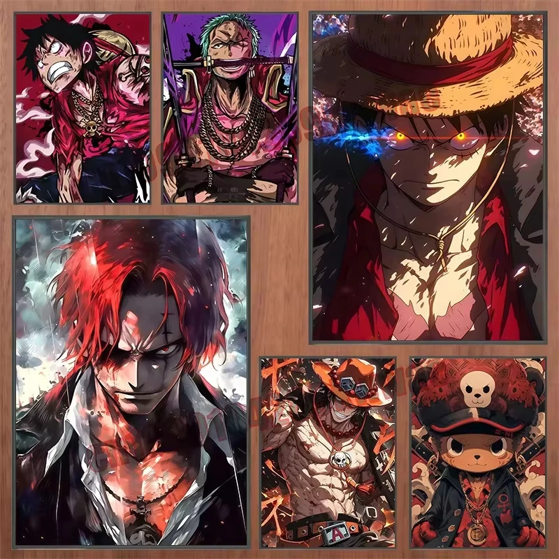 Kit de Pintura de Diamantes 5D DIY de One Piece Luffy Zoro, con Diamantes Redondos Completos, Bordado de Punto de Cruz, Arte de Pared para Decoración de Bares, Cafés y Hogares