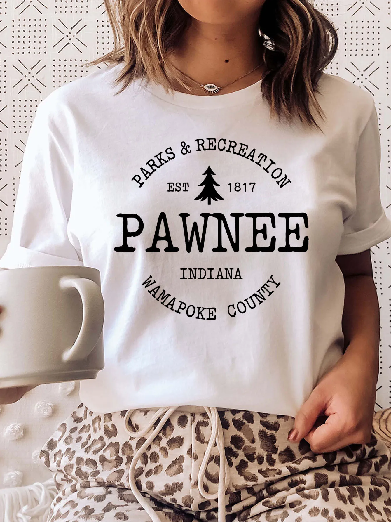 2024 New Hot Women's  Parks & Recreation Pawnee Indina  Wamapoke County Shirt Gril Maching Comfort Workout Tee Fashion Tops