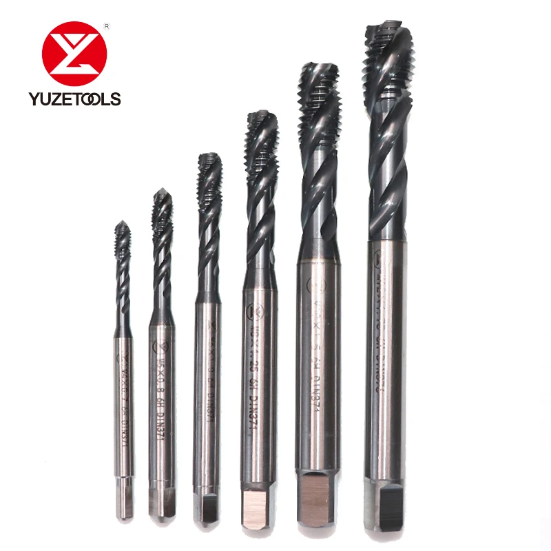 

YUZETOOLS DIN371 DIN376 3Metric HSS-E Spiral Flute Threading Taps Set Tools for Machine Metals M4 M5 M6 M8 M10 M12 M16 M18 M20