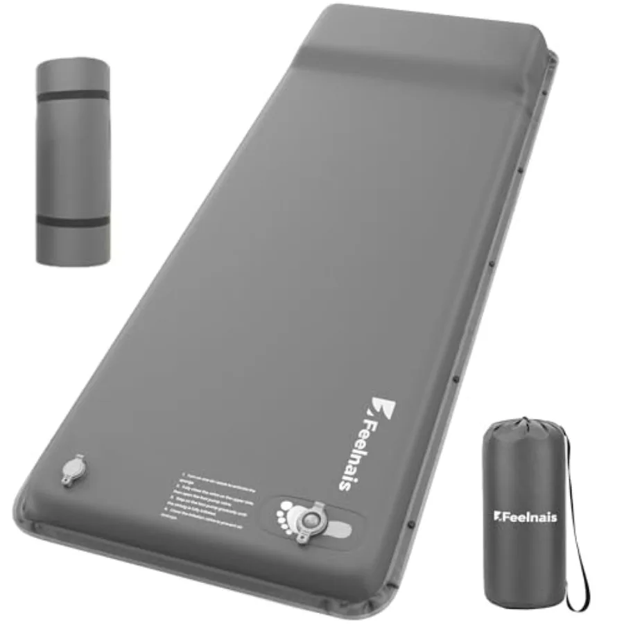 

Self Inflating Sleeping Pad, Memory Foam Camping Pad with Feet Pump, Memory Foam Mattress with Pillow, 4 Season Camping Mattres