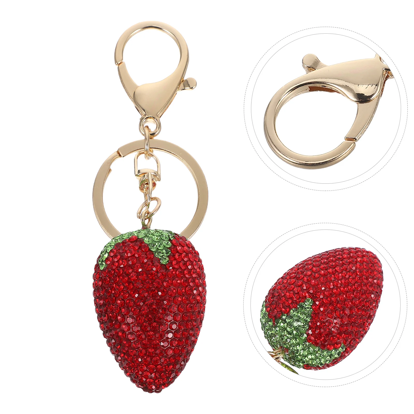 

Cute Strawberry Keychain Charm Rhinestone Embellished Durable Sparkling Accessory for Girls Backpacks Handbags Car Keys Cute