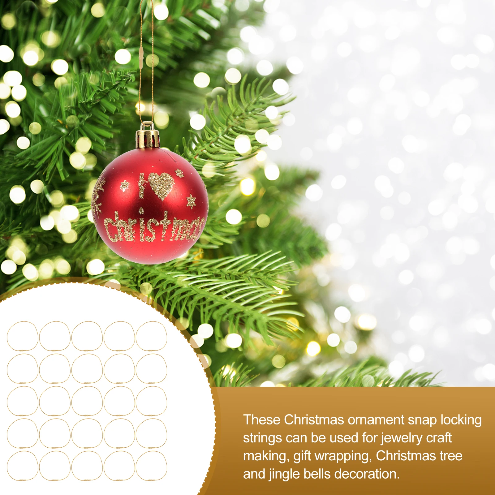 

200 Pcs Christmas Ball Pendant Hanging Ornament Tree Hangers Tag Rope Decorations Decorative Polyester
