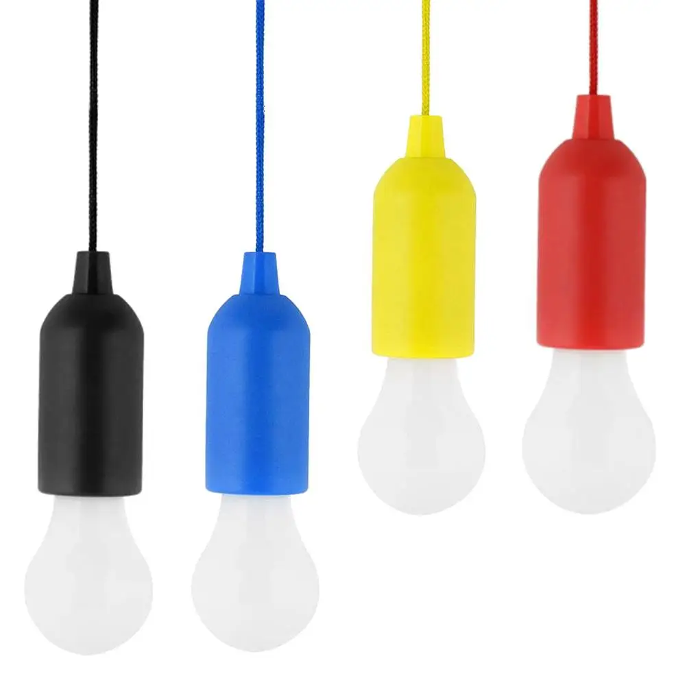 

4PCS Retractable Pull Cord Light Bulbs LED Camping Lantern Solar Powered Portable Lights Warm White Blue Green Red