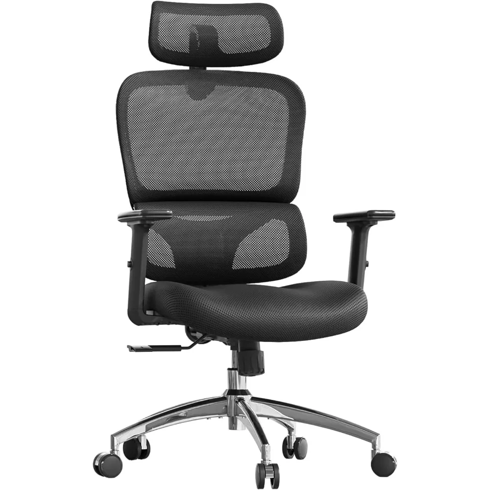 

Ergonomic Office Chair, Big and Tall Desk Chair with Lumbar Support, Adjustable Headrest, Tilt Function, Swivel Computer