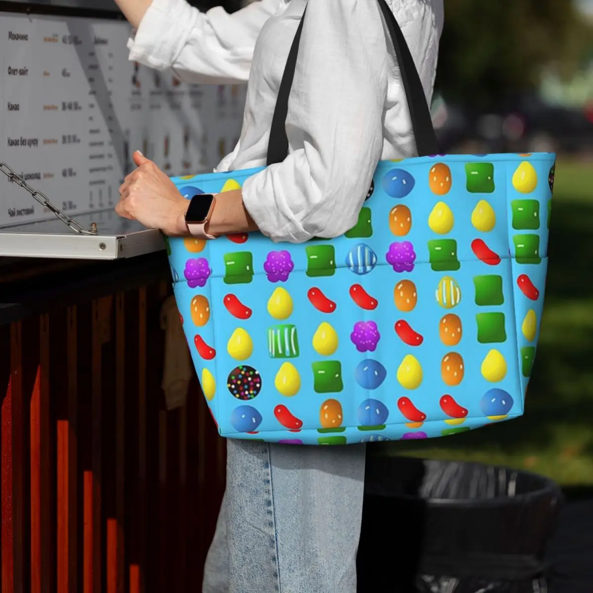 

All New Candy Crush Saga Beach Tote Bag Sport Gym Yoga Duffle Large Tote Bag Women Travel Bag Fitness bag