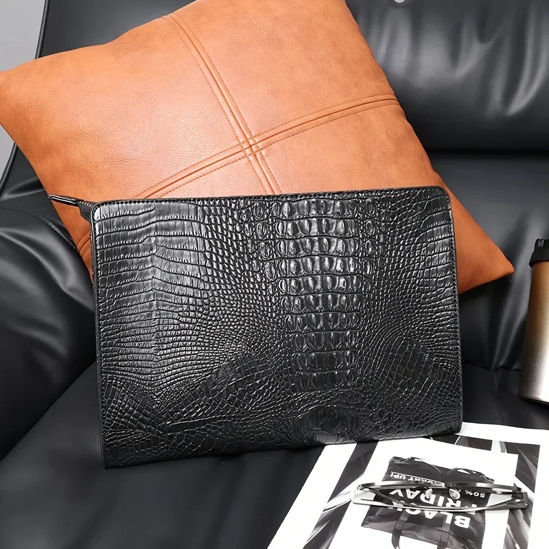 Brand Designer Business Bag iPad Handbags PU Leather Envelope Bag Male Wallet Luxury Crocodile Pattern Men/Women Clutch Bags