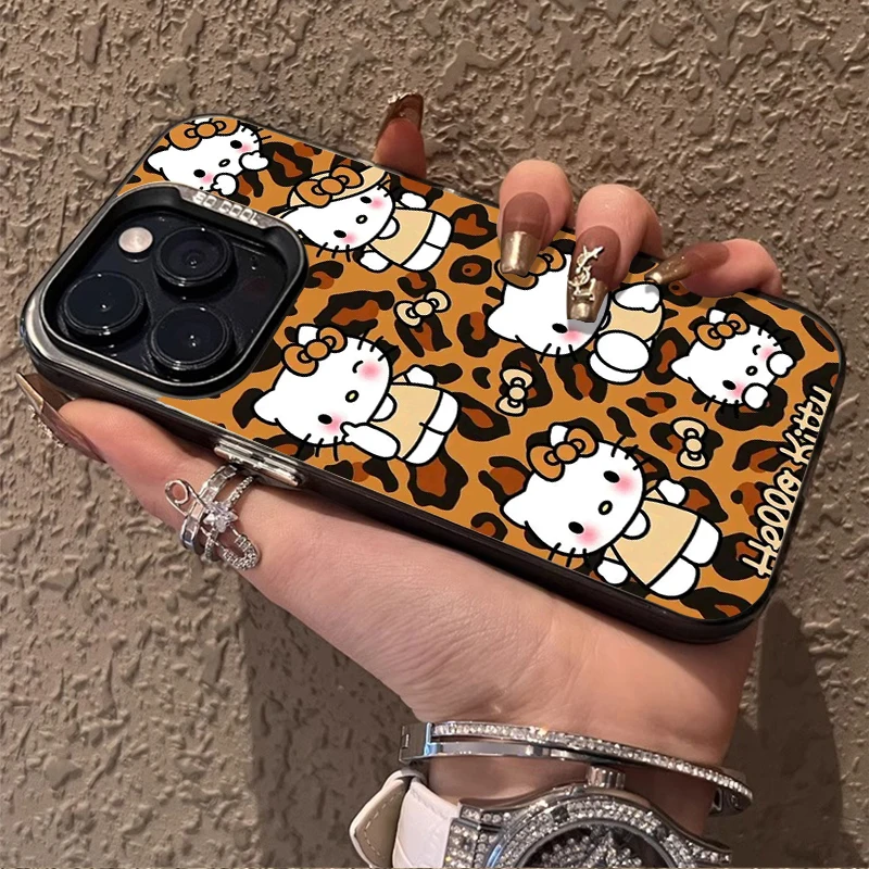 Capa fosca com estampa de leopardo Hello Kitty para Samsung Galaxy S25 FE Note 20 S21 Plus S24 Ultra S23 S22 A56 A36 A26 5G A16 A06 4G Etui