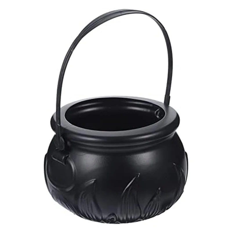 Black Cauldron Kettle Plastic Witch Kettle St Patricks Cauldron Wizard Witch Cauldron Decoration Candy Kettle Bucket