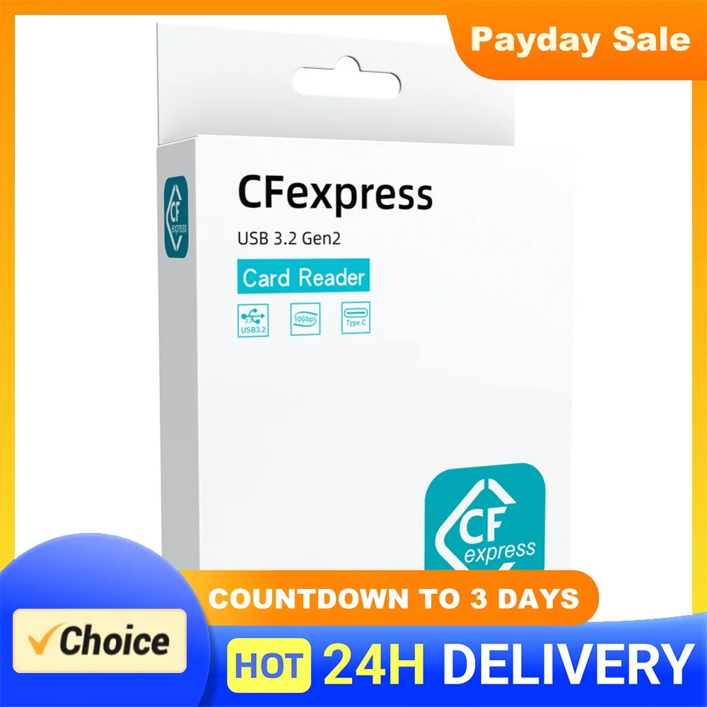 2 in 1 CFexpress Type B SD Card Reader CFexpress Reader Adapter USB 3.2 10Gbps Dual-Slot with USB C To USB C/A Cable for SLR