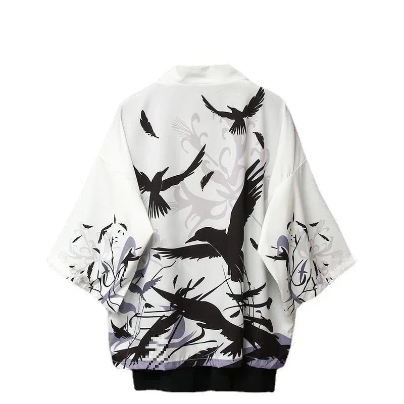 قميص رجالي فضفاض بأكمام قصيرة صيفي رقيق نمط غير رسمي ملابس خارجية عصرية صينية سترة للزوجين تصميم مفتوح من الأمام #5