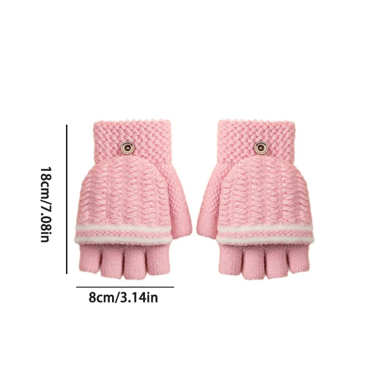 قفازات شتوية متماسكة بدون أصابع للنساء الطلاب دافئة وسميكة ومضادة للبرد على الطراز الياباني الكوري