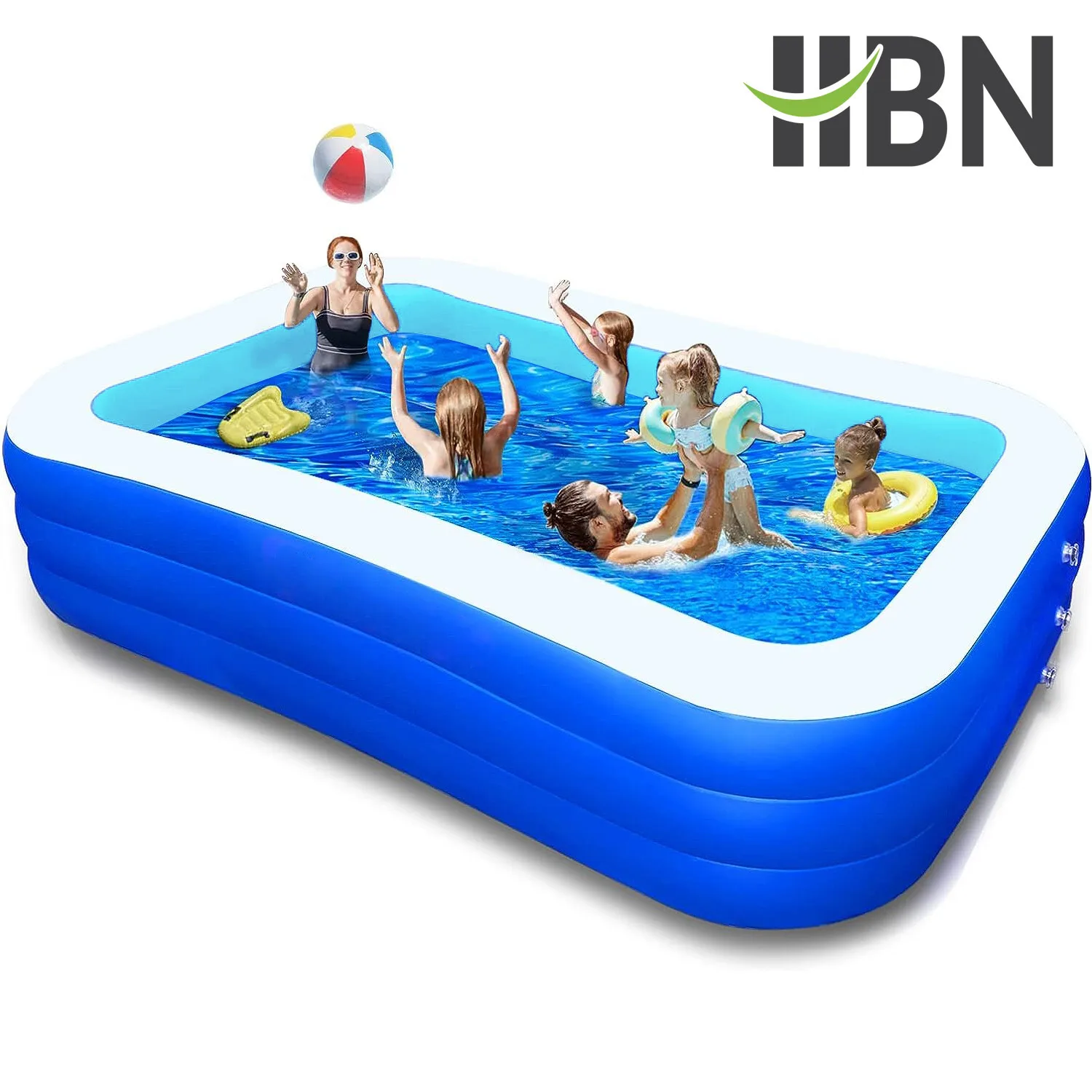 

Outdoor Hot Tubs HBN Inflatable Pool for Kids and Adults 120 by 68 by 22 Oversized Thickened Family