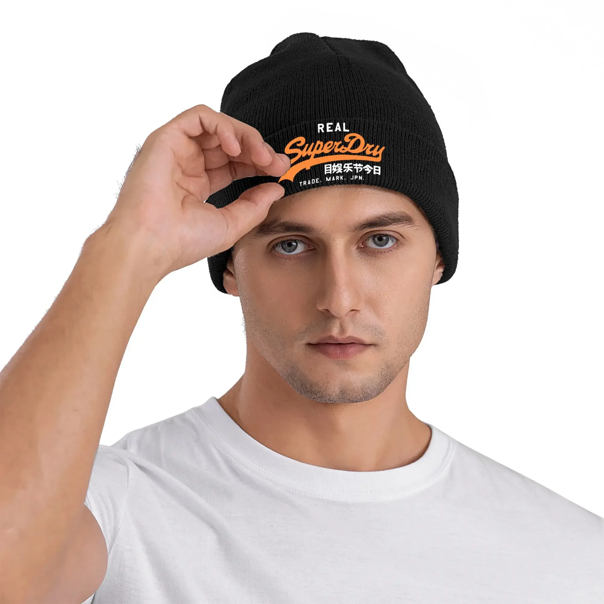 Superdry Knit Cuff Beanie Skull Hats for Men Women Letter Printed Winter Warm Knit Skullies Beanie Cap