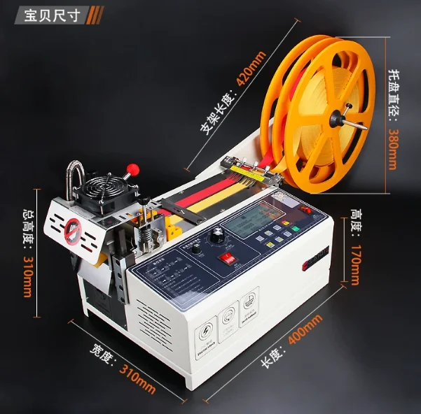 Automatic Hot Blade Webbing Cutting Machine Polyester Strap Satin Ribbon Label Bevel Angle Cutter
