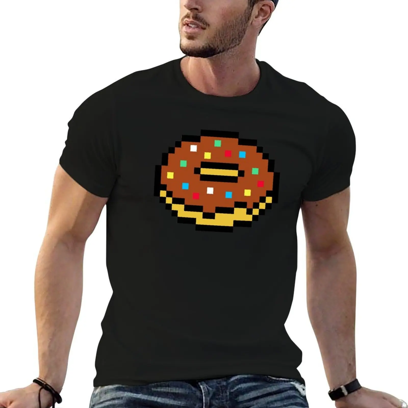 Chocolate Pixel Doughnut T-Shirt graphic tee shirt plus size clothes designer t shirt men