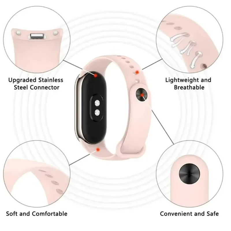 Ремешок для Xiaomi Mi Band 9, 8, 7, 6, 5, 4, 3, силиконовый браслет для умных часов, браслет из ТПУ, водонепроницаемый многоцветный сменный ремешок на запястье