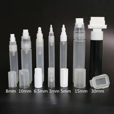 크리 에이 티브 플라스틱 빈 펜 막대 3mm 5mm 6.5mm 8mm 10mm 배럴 튜브 낙서 펜 액체 분필 마커 페인트 펜 액세서리