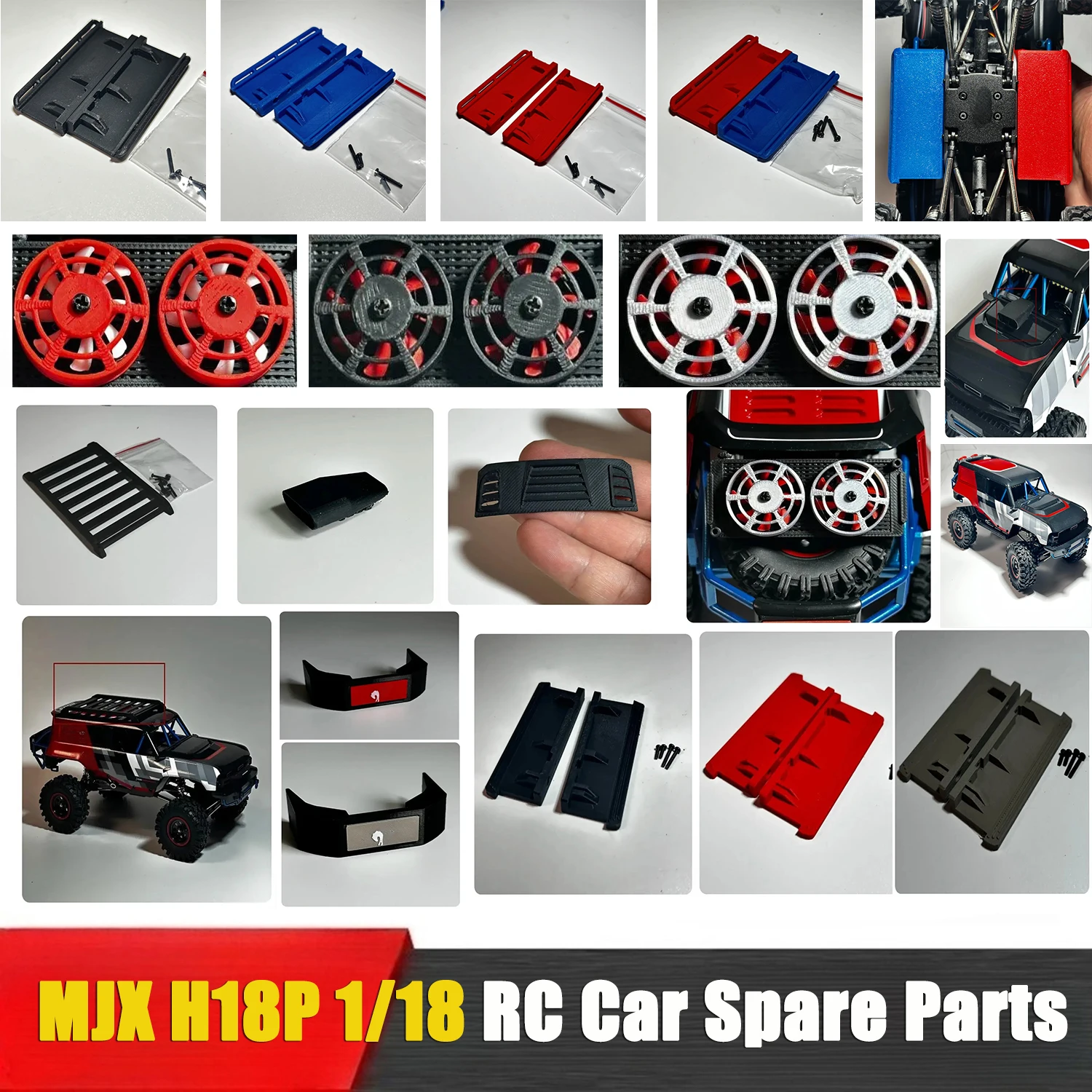 MJX H18P 1/18 RC Car Spare Parts Grille Foot Pedal Module Air Intake Bumper Air-cooled Luggage Rack Upgrade Modification Parts