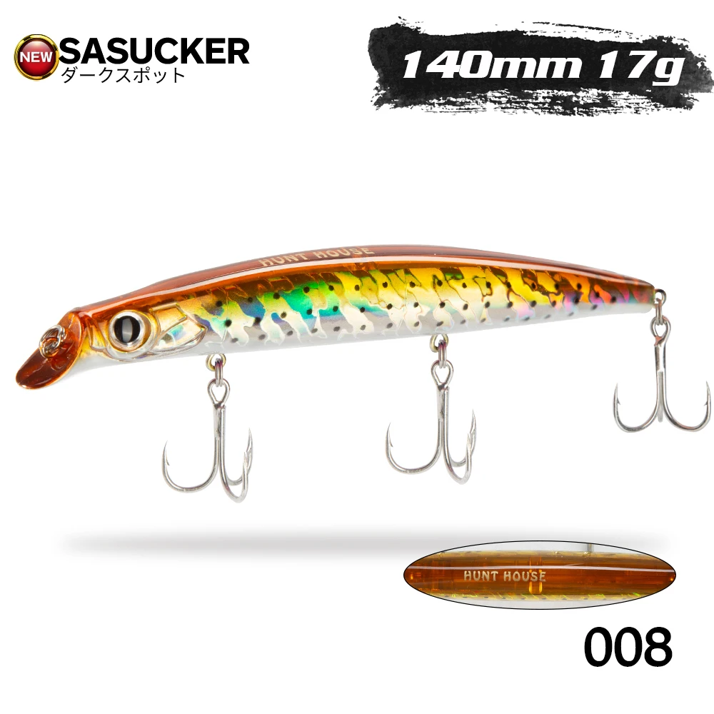 Hunthouse Minnow Pencil Hard Angelköder 105 mm/18 g 140 mm/17 g schwimmender künstlicher Köder Bass Pike Salzwasser Wobbler Langwurf