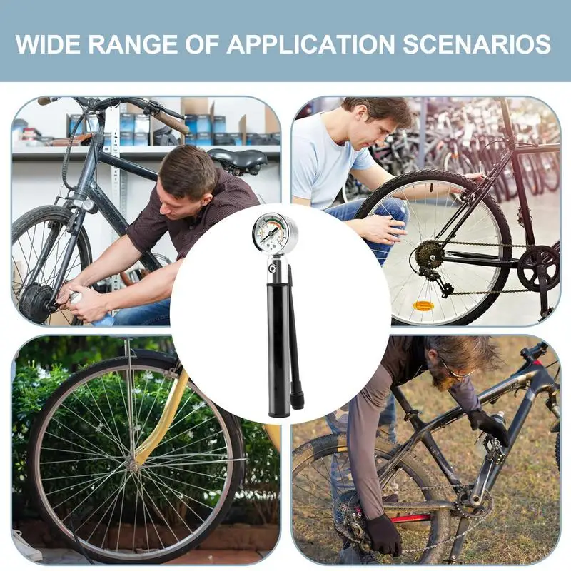 Bikes Air Pump Aluminum Alloy Bicycles Tire Pump Tire Pressure Gauge Portable Air Pump Inflator Pump For Mountain Bikes