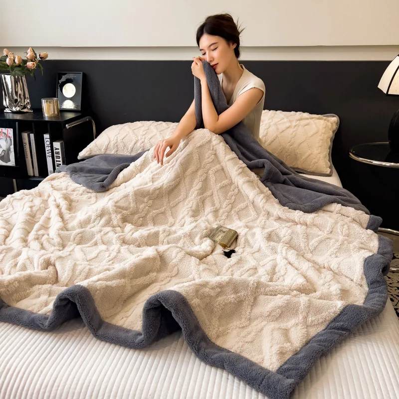 2025 جديد بلون تاف الصوف بطانية سميكة الراحة بطانية الحليب الصوف مكتب قيلولة المرجان الصوف بطانية ، لا المخدة #4