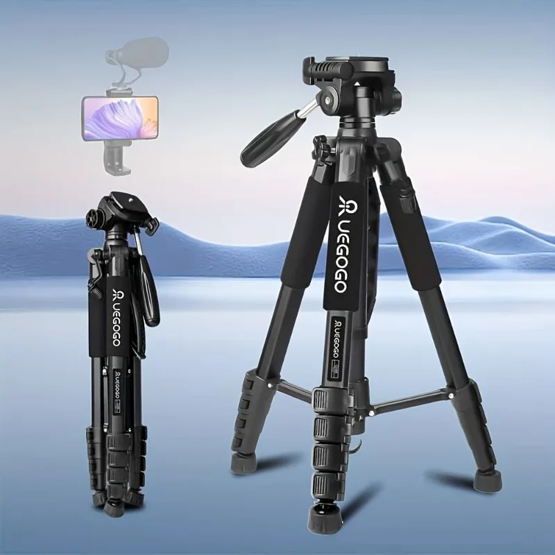 

UEGOGO Professional Tripod Adjustable Height 360° Panoramic Head Compatibility with SLR Cameras Phones Durable Bracket Stand