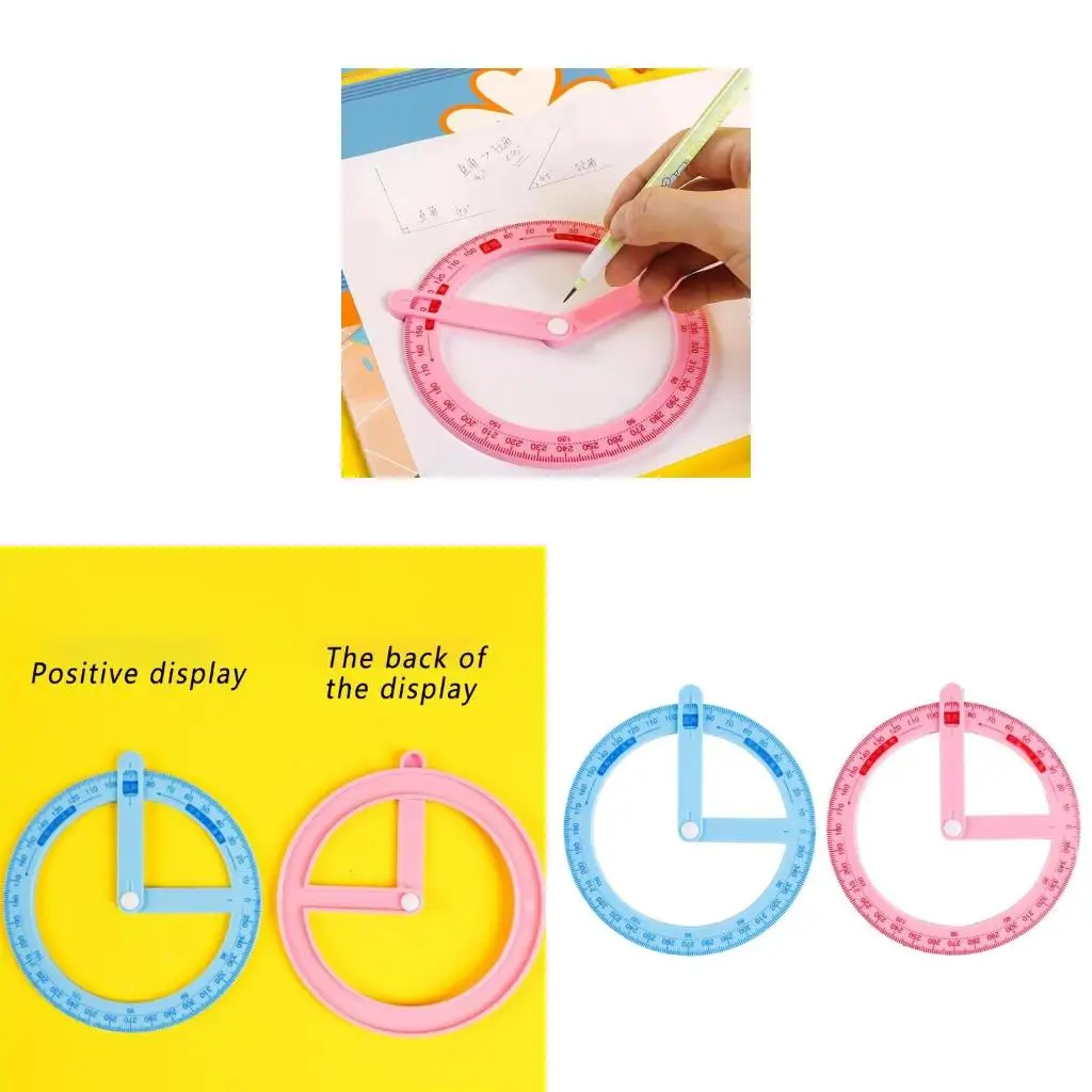 Розовый-синий-транспортир-на-360-градусов-с-поворотным-рычагом-канцелярский-измерительный-инструмент-для-рисования