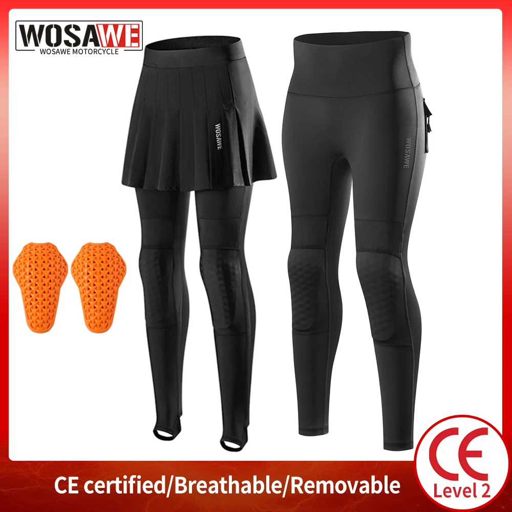 

WOSWAWE CE Level 2 Women Motorcycle Pants Summer Riding Breathable Protective Trousers Lady Motocross Racing Removable Kneepads