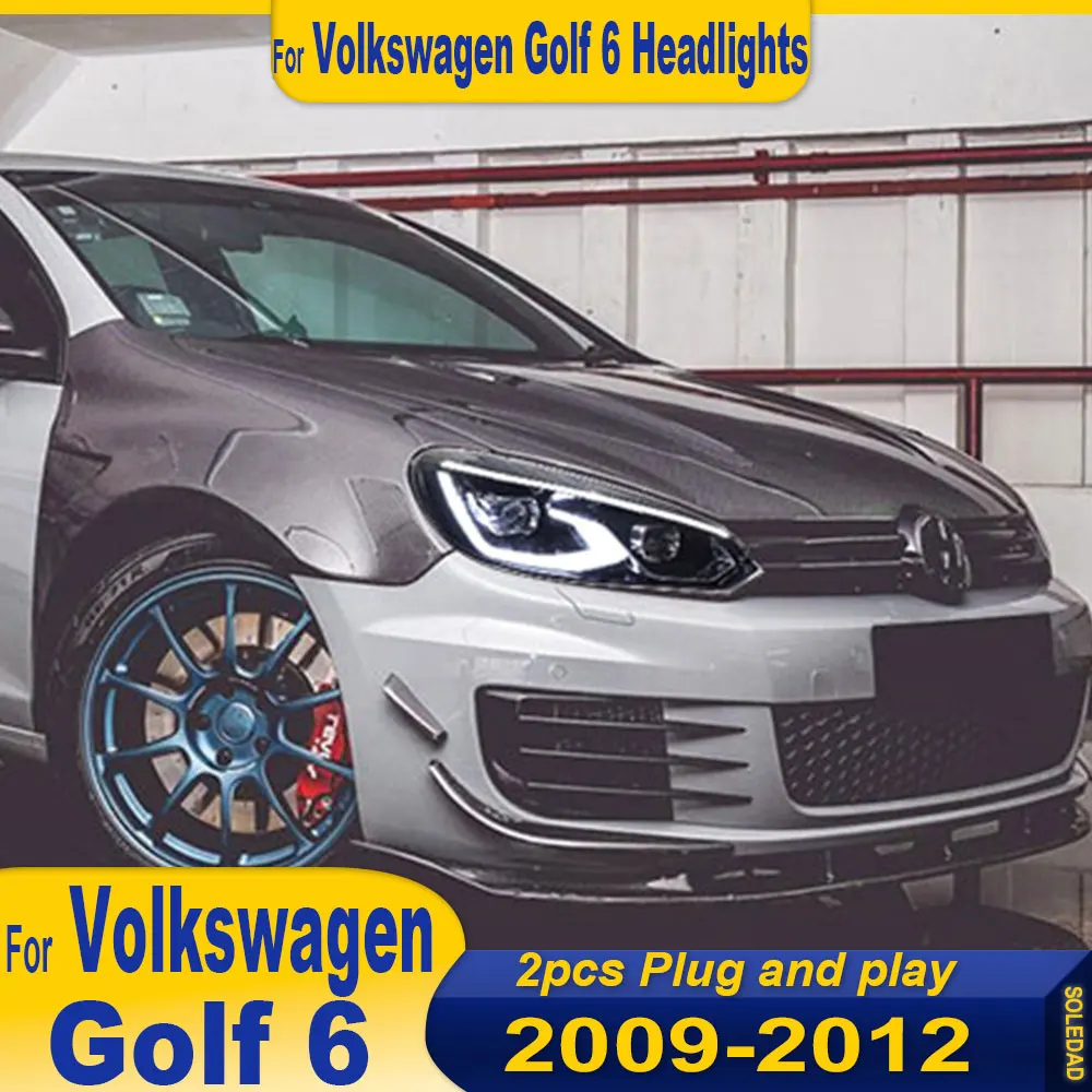 

Пара автомобильных фар для Volkswagen Golf 6 MK6 Фара 2009-2013 GTI Фара Drl Объектив проектора Автоаксессуары Plug and play