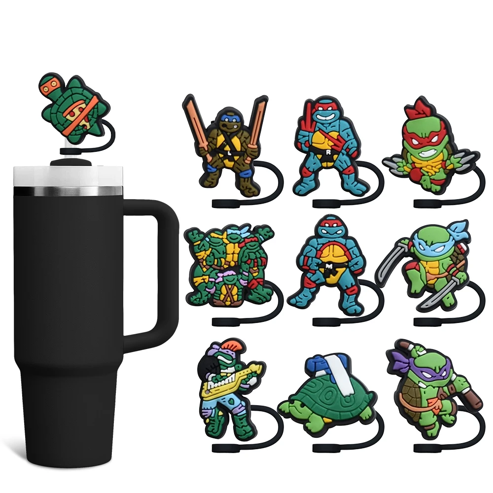 Hot America Cartoon Ninja Straw Cover Cap 8-10MM Silicone Eco-friendly Straw Plug Splash Proof Drinking Cup Charms Pendent Gift