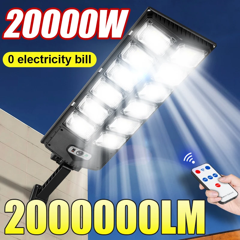 

2000000LM 20000W Outdoor Solar LED Lights Motion Sensor Garden Solar Lamps Powerful Solar Powered Lamp Street Yard Patio Light