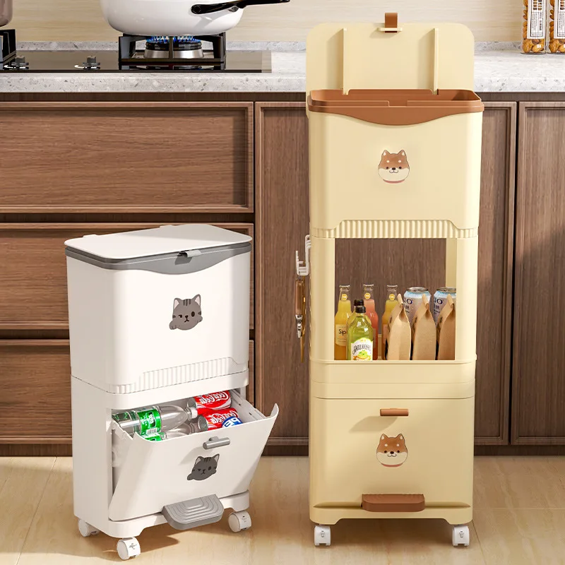 

Kitchen Trash Can Motion Sensor Step Bin Stainless Steel Large Capacity Hands Free Lidded Multilayer Storage Rack Dustbin