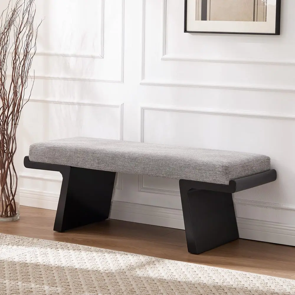 

Black Wood Bedroom Bench, holstered Entryway Bench, Modern End of Bed Ottoman with Soft Padded Seat amp Solid Wood Frame for