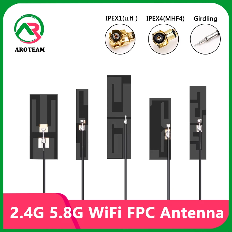 

10 шт. Двухдиапазонная 2,4G 5,8G FPC PCB воздушная внутренняя WiFi Omni мягкая гибкая Встроенная WiFi антенна IPEX IPEX4 U.fl