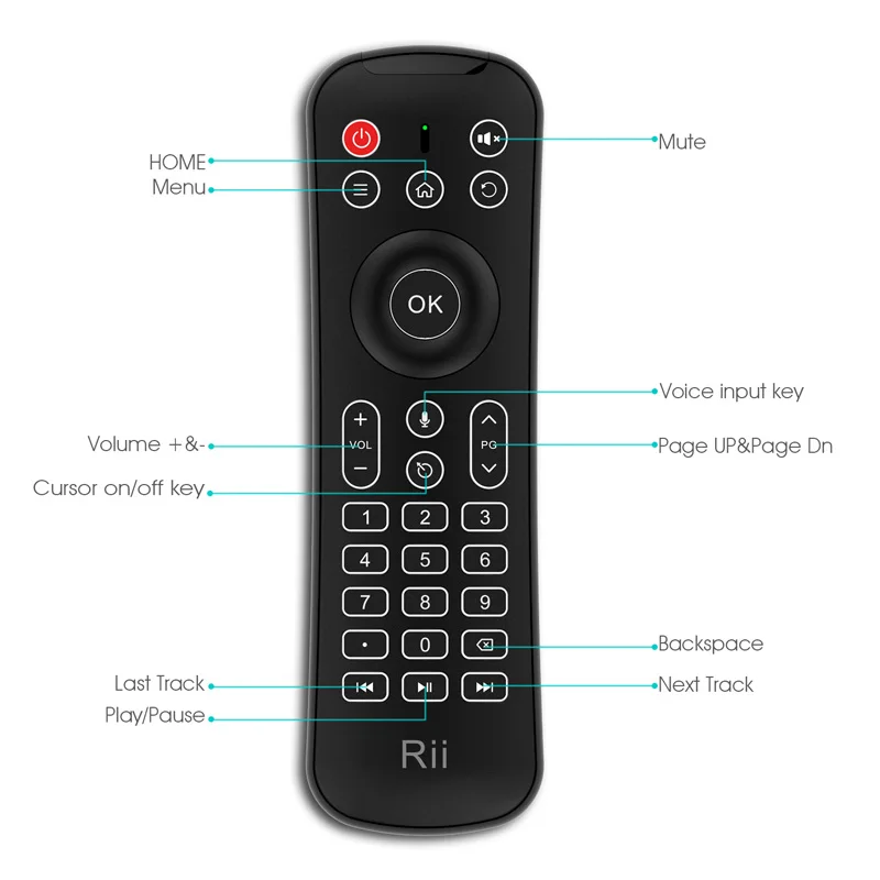 Rii Mini MX6 2.4G Mini Wireless Keyboard With Mouse Remote control Compatible For Windows Android TV Box Smart TV