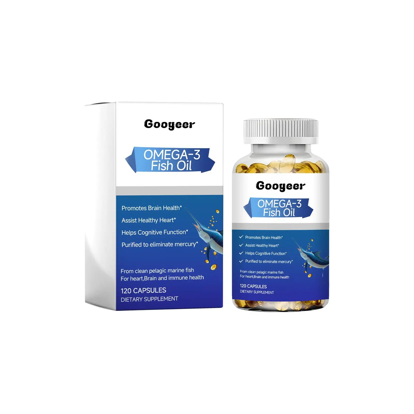 

Мягкие капсулы премиум-класса Omega-3 с рыбьим маслом для поддержки сердца, мозга и суставов — не GMO, легко приветствуются, 120 капсул